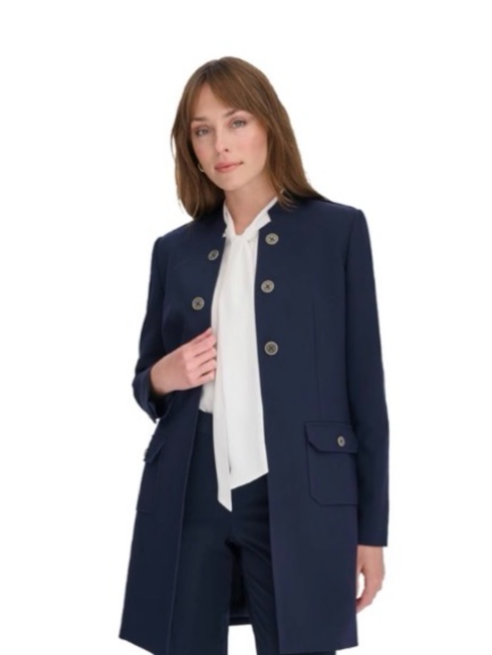 Tommy Hilfiger
Women's Band-Collar Open-Front Jacket